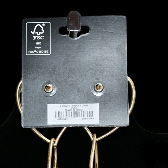 Torrid Gold 2 Linear Heart Drop Earrings with Posts - Picture 3 of 3